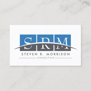 Corporate Professional Stylised Monogram Blue/Grey Business Card