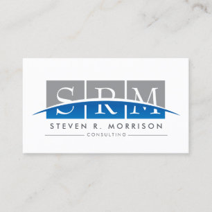 Corporate Professional Stylised Monogram Grey/Blue Business Card