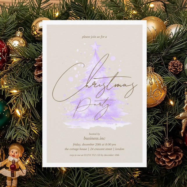 Corporate Purple Christmas Tree Holiday Party  Invitation (Corporate Purple Christmas Tree Holiday Party Invitation)