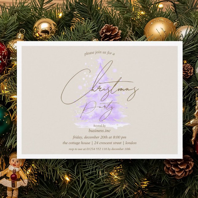 Corporate Purple Christmas Tree Holiday Party  Invitation (Corporate Purple Christmas Tree Holiday Party Invitation)