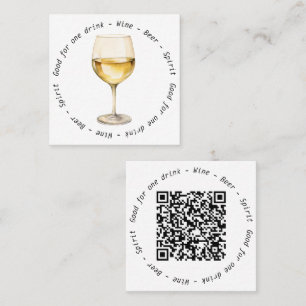 Corporate QR Code White Wine Drink Voucher Square Business Card