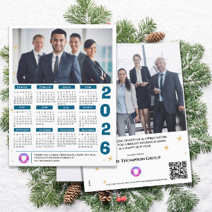 Corporate QRCODE Calendar Business Company Logo Holiday Postcard