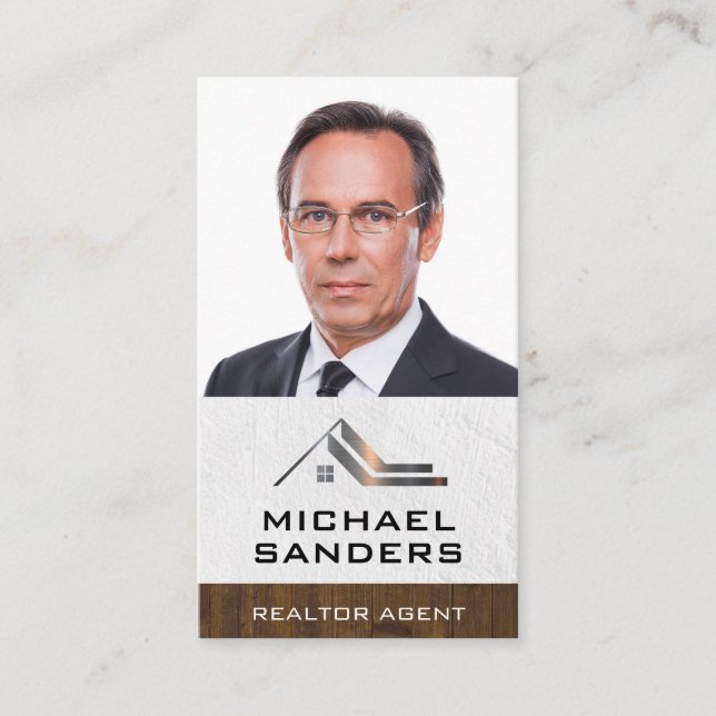 Corporate Real Estate | Business Man with Glasses Business Card (Front)