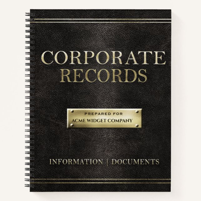 Corporate Records Notebook (Front)
