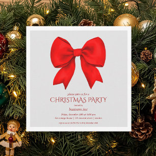 Corporate Red Bow Christmas Holiday Party Invitation