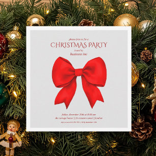 Corporate Red Bow Christmas Holiday Party  Invitation
