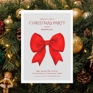 Corporate Red Bow Christmas Holiday Party Invitation
