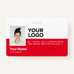 Corporate Red Employee Modern Photo ID Security ID Badge