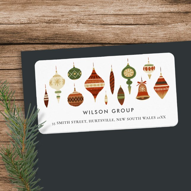 CORPORATE RED GREEN CHRISTMAS ORNAMENTS STAR DECOR LABEL (Creator Uploaded)