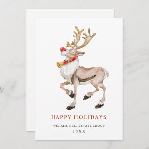 Corporate Reindeer Merry Christmas Greeting Holiday Card