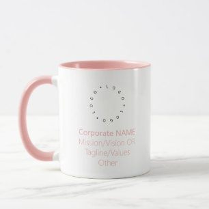 Corporate Round Logo Branded Light Rose Pink Combo Mug