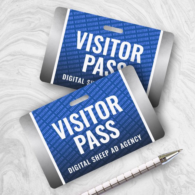 Corporate Royal Blue & Steel Visitor Pass ID Badge (Creator Uploaded)