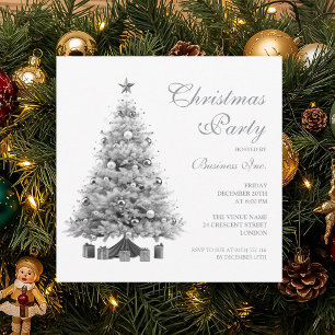 Corporate Silver Christmas Tree Holiday Party  Invitation