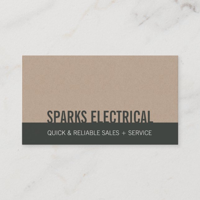CORPORATE SIMPLE modern bold block grey kraft Business Card (Front)