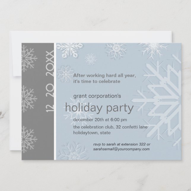 Corporate Snowflake Holiday Party Invitation (Front)