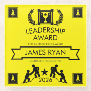 Corporate Staff Leadership Award Glass Coaster