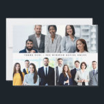 Corporate Staff team photos Modern Thank you Holiday Card<br><div class="desc">Show your appreciation to customers with this Corporate Staff Team Photos Modern Thank You Card, perfect for recognising your team's efforts and dedication. This modern design allows you to feature staff photos, creating a personal and professional touch. Ideal for corporate events, employee appreciation, or end-of-year thank-yous, you can customise the...</div>