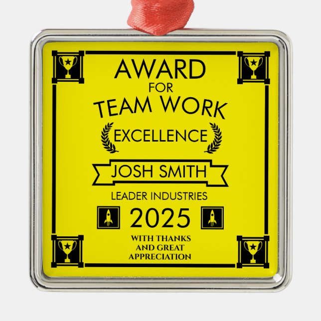 Corporate Staff Team Work Award Metal Tree Decoration (Front)