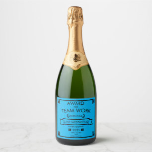 Corporate Staff Team Work Award Sparkling Wine Label