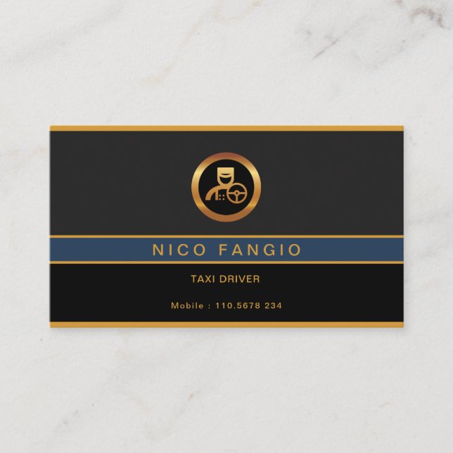 Corporate Stylish Minimalist Elegant Grey Taxi Business Card (Front)