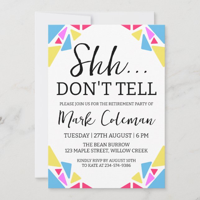 corporate surprise retirement party invitations (Front)