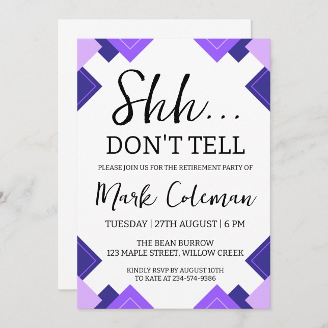 corporate surprise retirement party invitations (Front/Back)