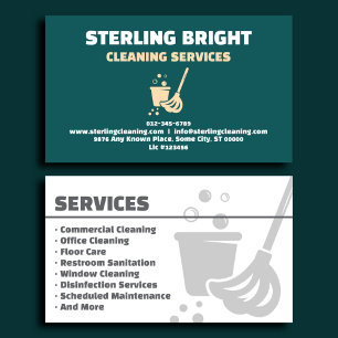 Corporate Teal Commercial Cleaning Business Card
