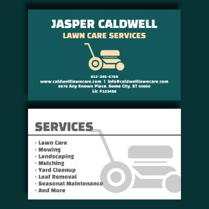 Corporate Teal Lawn Care Business Card