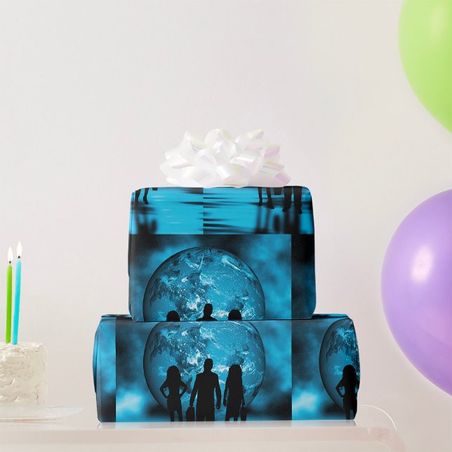 Corporate Team Silhouette Futuristic Business Wrapping Paper (Creator Uploaded)