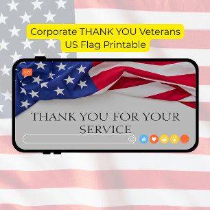 Corporate THANK YOU Veterans US Flag Printable Card