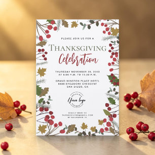 Corporate Thanksgiving Celebration Company Logo Invitation