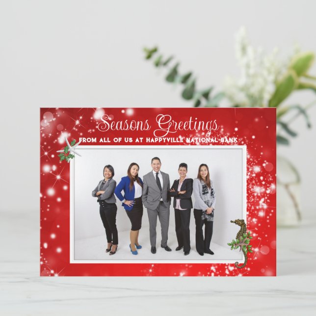 Corporate Tropical Christmas Business Photo Holiday Card (Standing Front)