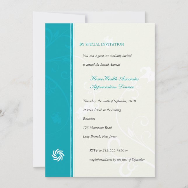 Corporate Vines Turquoise Invitation (Front)