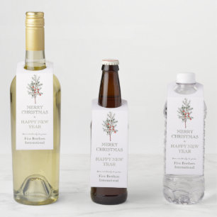 Corporate Vintage Evergreen Holiday Custom    Bottle Tag