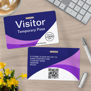 Corporate Visitor Pass Custom QR Code Purple Badge ID Badge