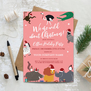 Corporate Wildlife Animals Christmas Party Invitation