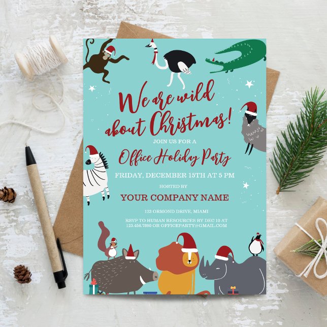 Corporate Wildlife Animals Christmas Party Invitation (Corporate Wildlife Animals Christmas Party Invitation)