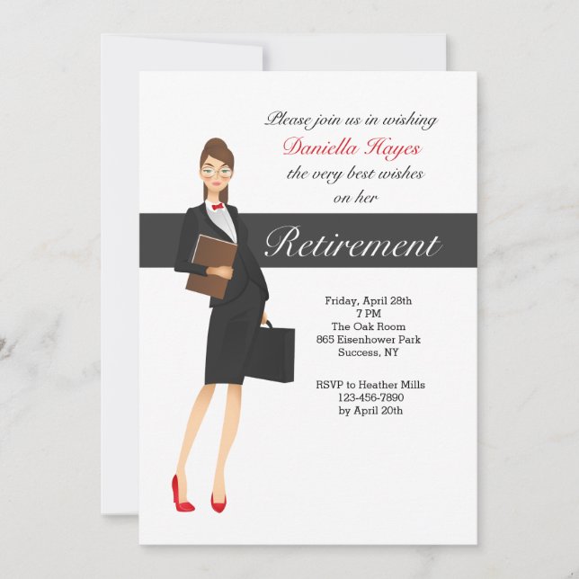 Corporate Woman's Retirement Party Invitation (Front)