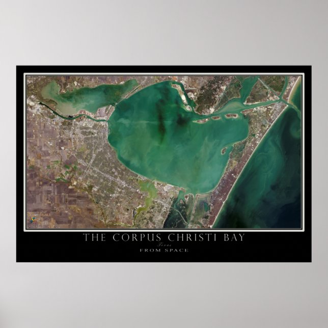 Corpus Christi Bay Texas From Space Satellite Map Poster (Front)
