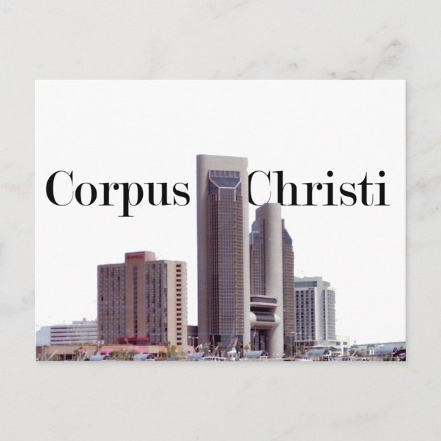Corpus Christi Skyline w/Corpus Christi in the Sky Postcard (Front)