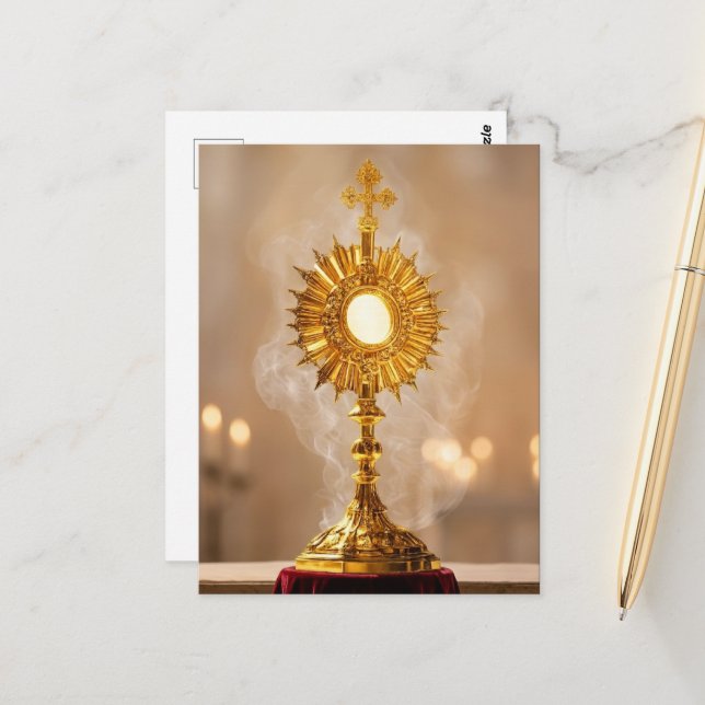 Corpus Christi Sunday Monstrance Eucharist  Postcard (Front/Back In Situ)