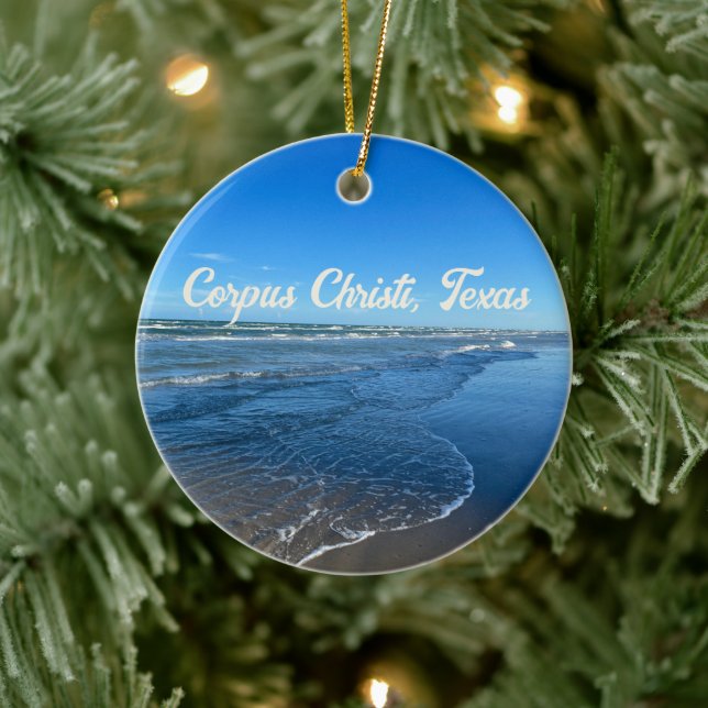 Corpus Christi Texas Beach Waves Ocean Photography Ceramic Tree Decoration (Tree)