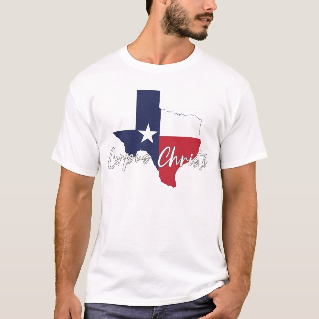 Corpus Christi, Texas Flag Map Men's White T-Shirt (Front)