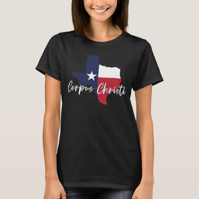 Corpus Christi, Texas Flag Map Women's Black T-Shirt (Front)