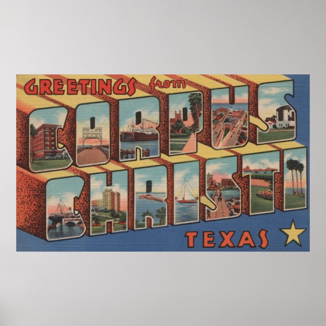 Corpus Christi, Texas - Large Letter Scenes Poster (Front)