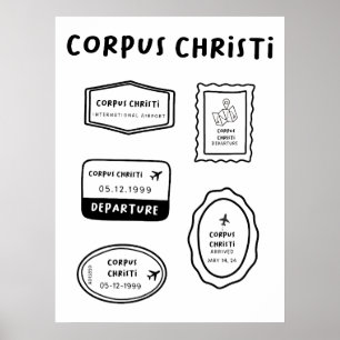 Corpus Christi - Travel Stamp Collection Poster