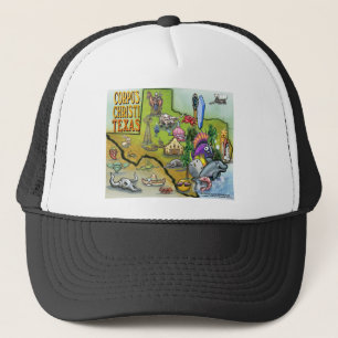 Corpus Christi Tx Cartoon Map Trucker Hat