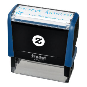 "Correct Answers!" + Teacher Name Rubber Stamp