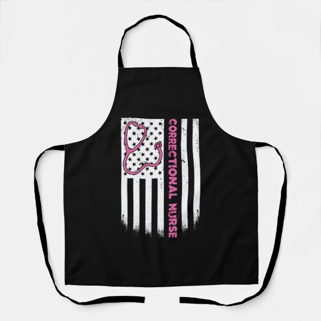 Correctional Nurse American flag US Stethoscope Apron (Front)