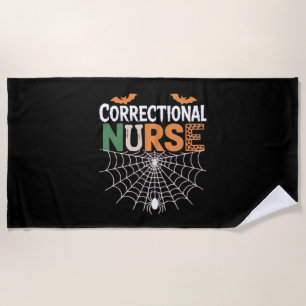 Correctional Nurse Halloween Pumpkin Classic T-Shi Beach Towel